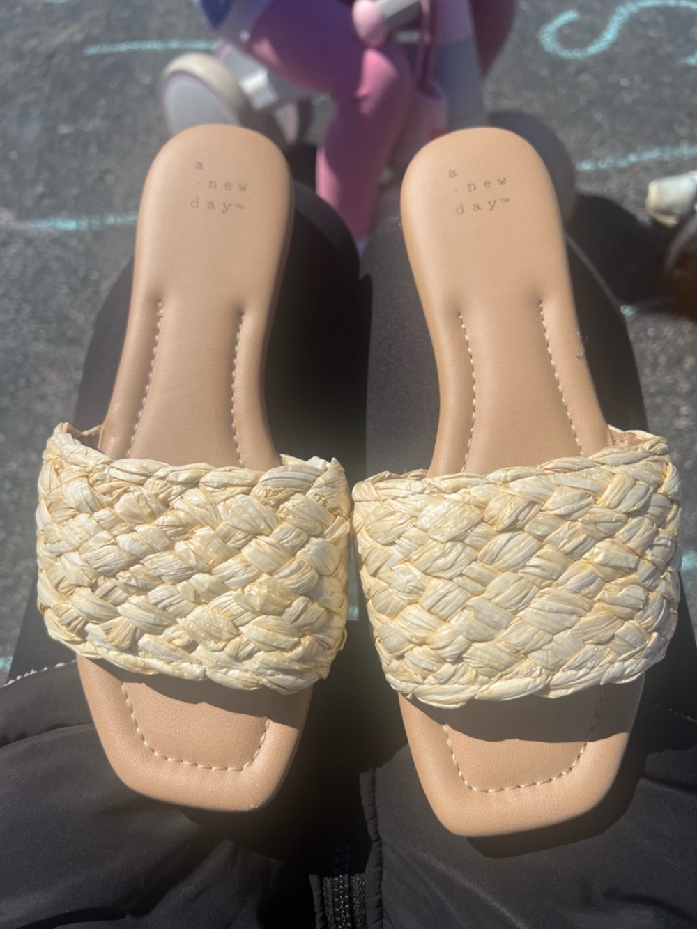 a new day Braided Slide Mules in Natural Beige